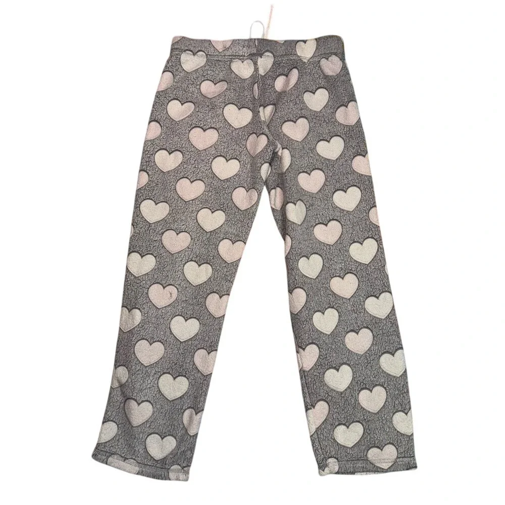 Secret Treasures Girls Gray Heart Polar Fleece Pajama Pant Size M 8-10 Sleepwear
